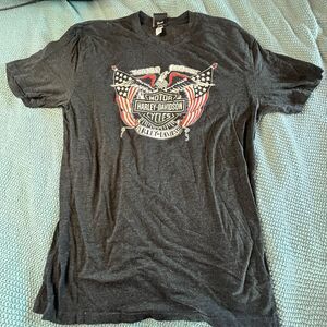 Harley Davidson T-shirt Sz Large Gray Logo Lucky St Patrick’s Fort Wayne Indiana